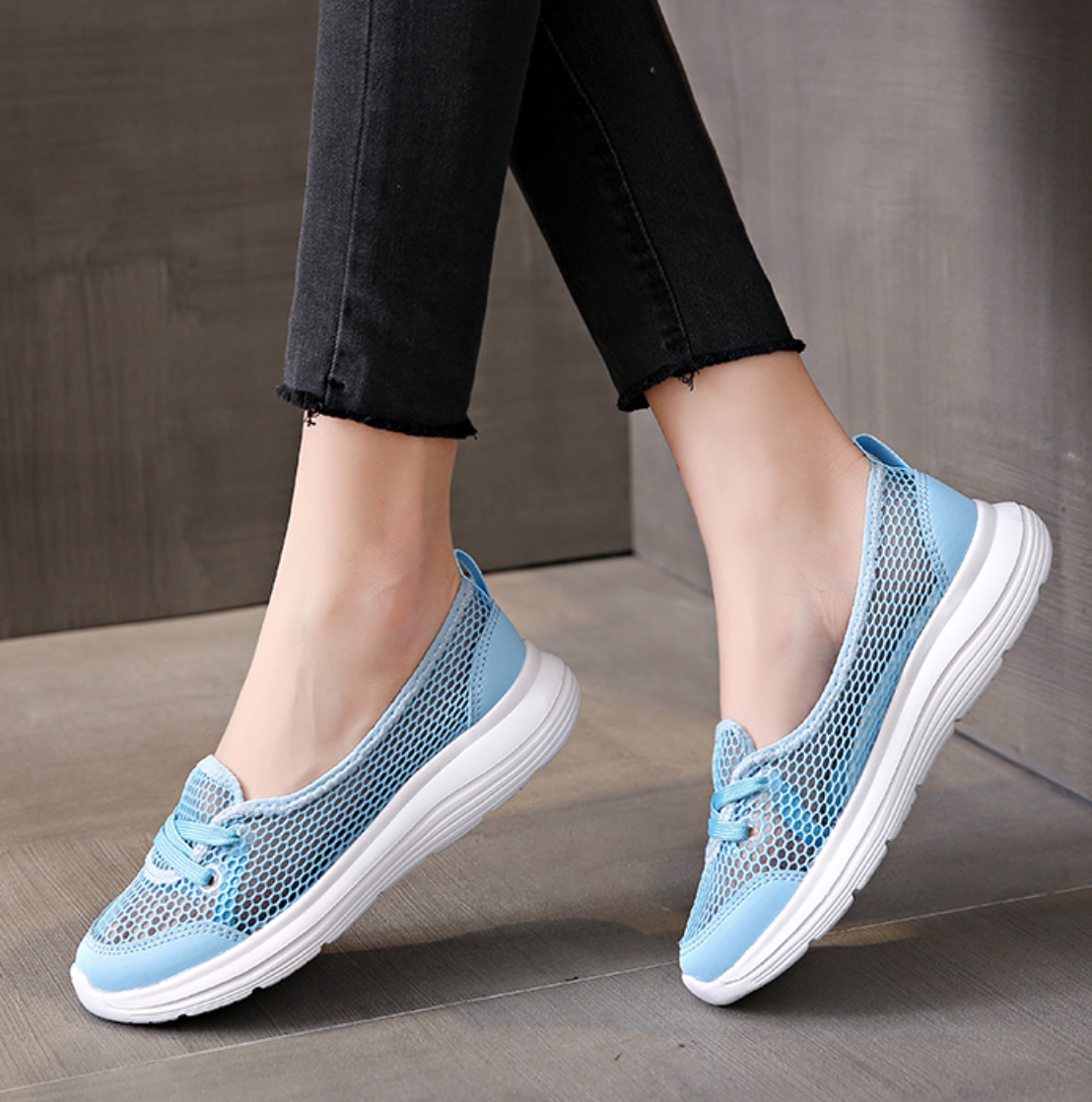 Women's Shoes Summer Flat Sneakers, Breathable Comfortable Light Slip-on