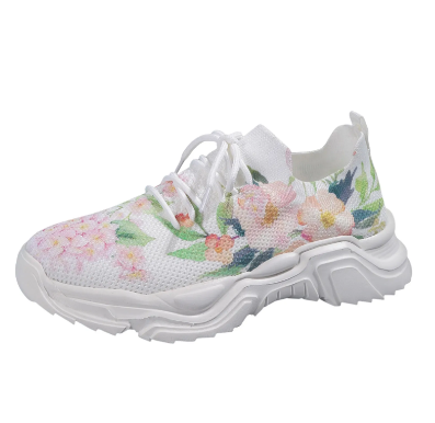 Women Floral Print Lace-up Breathable Orthopedic Sneakers