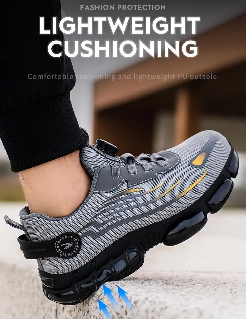 2024 New Rotating Button Anti-puncture Air Cushion Indestructible Work Sneakers