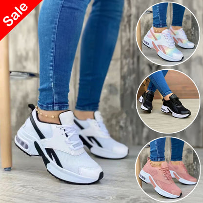 2024 Women's Platform Sneakers Lace Up With Colors, Orthopedic Walking Sneakers