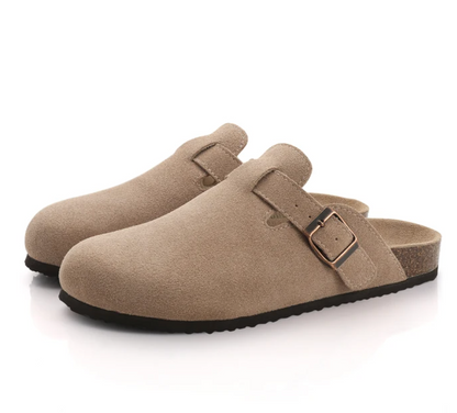 2024 Spring Summer Soft Footbed Cork Clog, Suede Leather Clogs Shoes