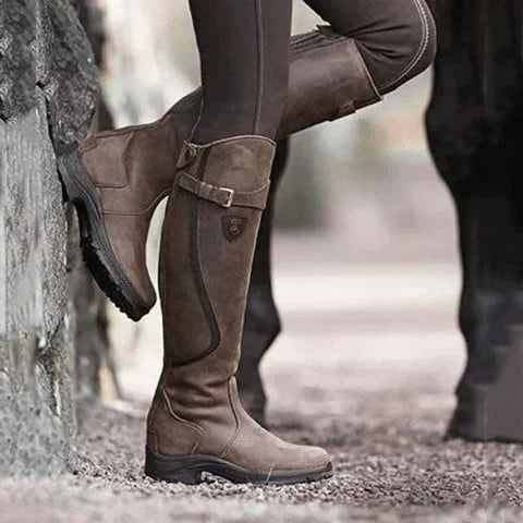 Women's Waterproof High Heel Leather Boots